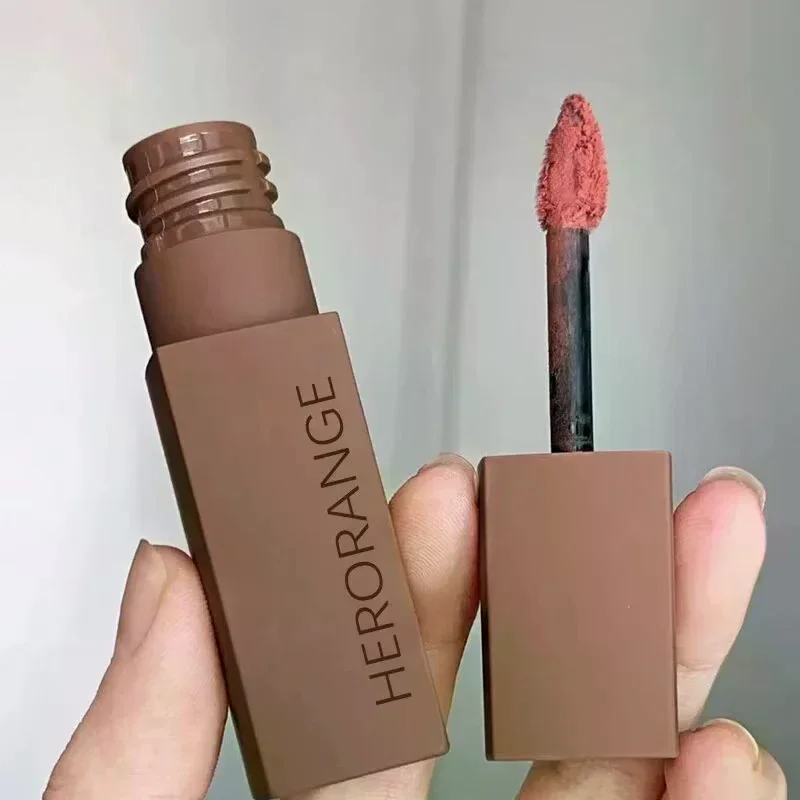 Herorange fosco veludo lama labial de longa duração à prova dwaterproof água copo antiaderente brilho labial sedoso suave névoa batom maquiagem cosméticos