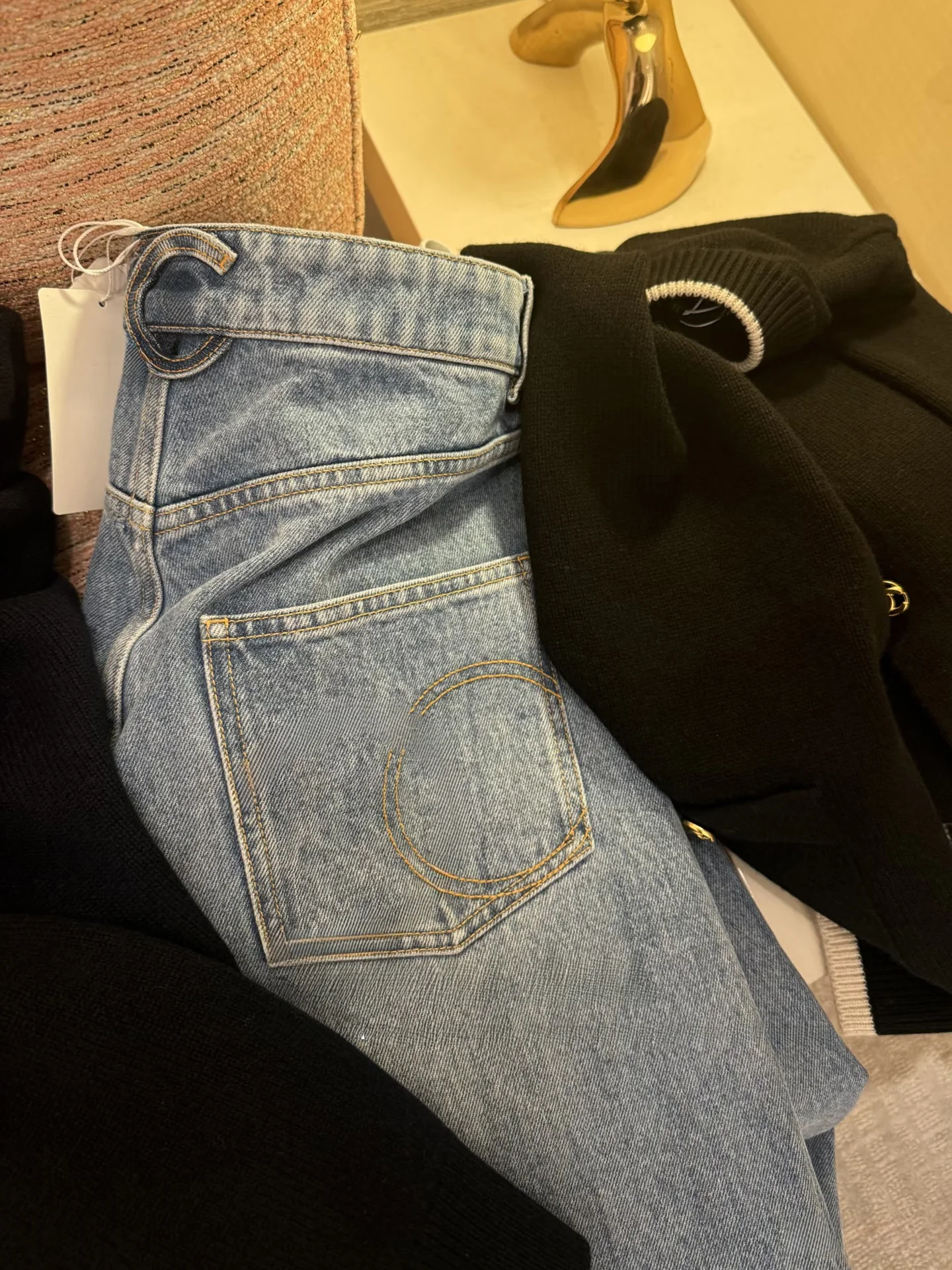 

Джинсы MUAUU GIRL с вышивкой, прочные, с пряжкой, для женщин, с высокой талией, прямые, из хлопкового стрейч-денима, синие, повседневные