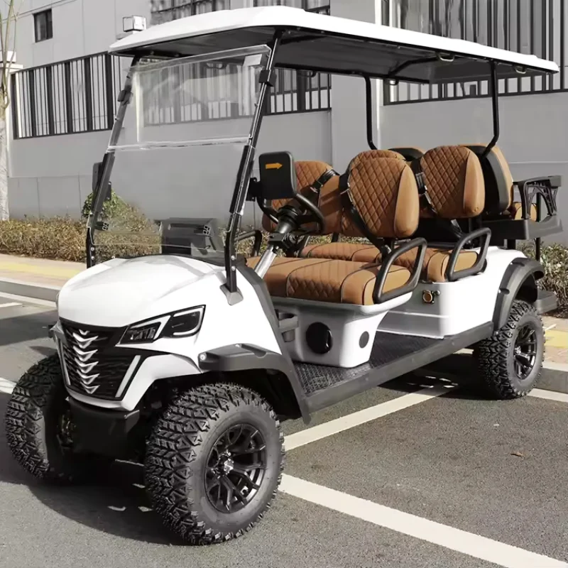 Carros de golf eléctricos de 4 plazas con logotipo y marca personalizada de pelo liso de fábrica levantados con cochecito de golf eléctrico aprobado por CE