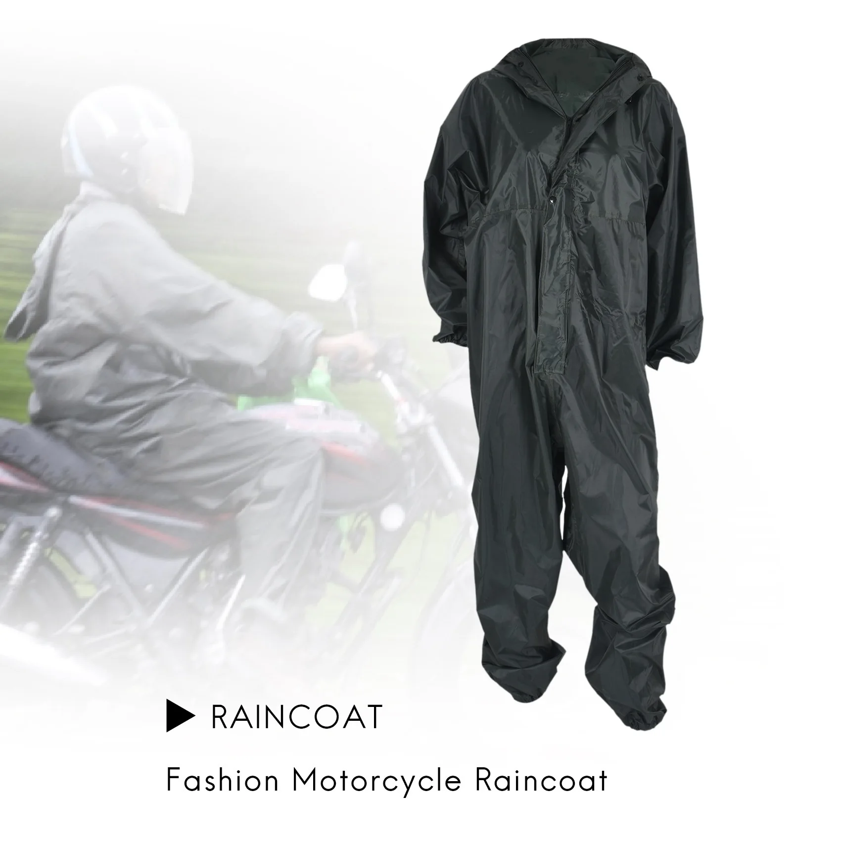 Fashion Motorcycle Raincoat /Conjoined Raincoat/Overalls Men and Women Fission Rain Suit Rain Coat SizeXXL Colour ArmyGreen