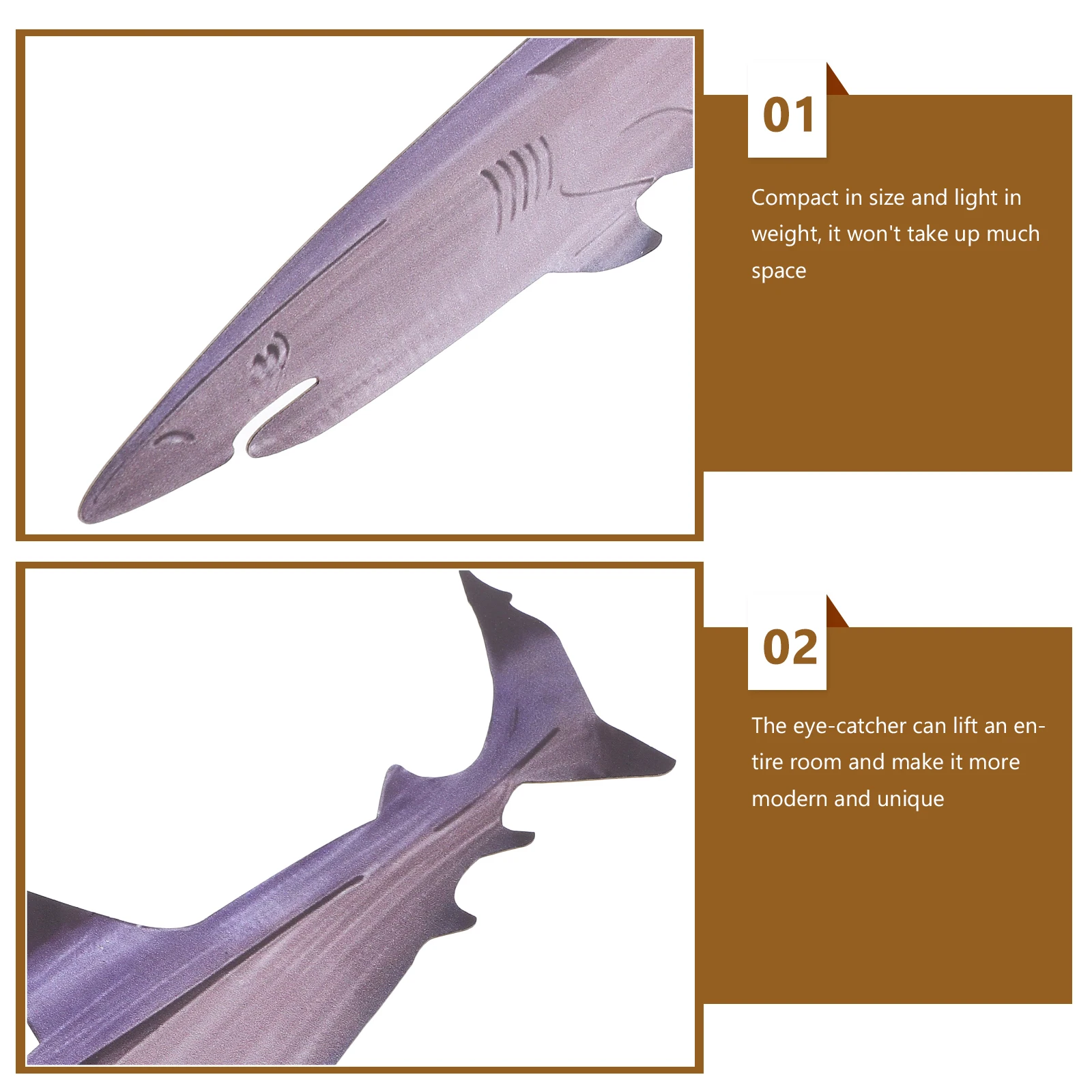 

Stainless Steel Shark Wall Art Purple Compact Home Decor Sculpture Easy Installation Exquisite Workmanship Lightweight