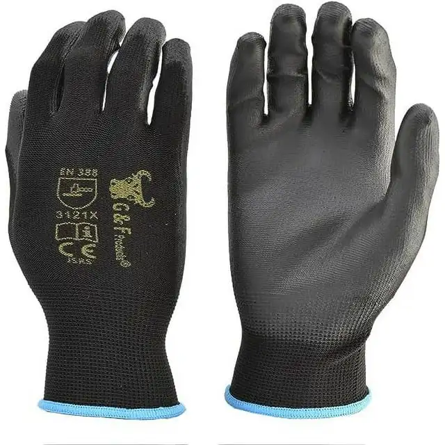 

G&F 12 Pairs Men Work Gloves Rubber Coated Ideal for General Duty Work - Large Multi-Color
