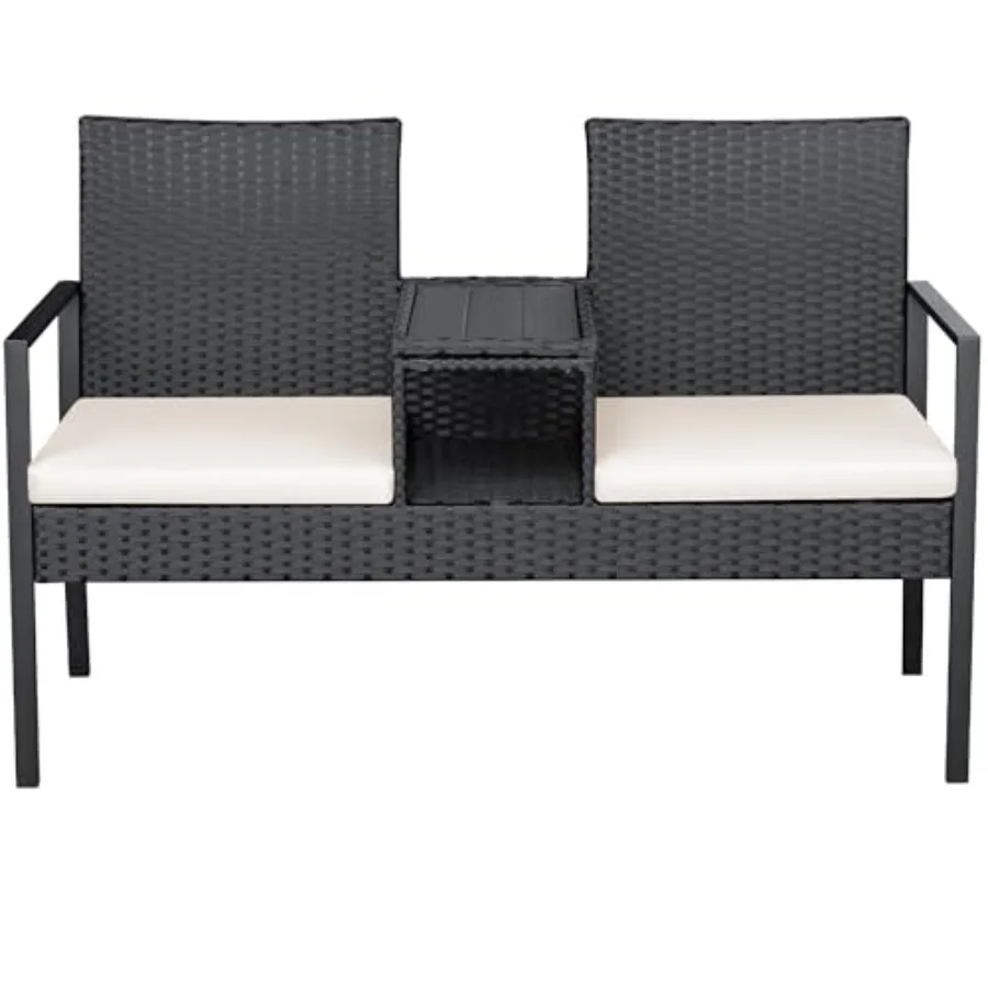 

Комплект садовой мебели Greesum: плетеная мебель для улицы с мягкими подушками и встроенным кофейным столиком для газона, сада и балкона