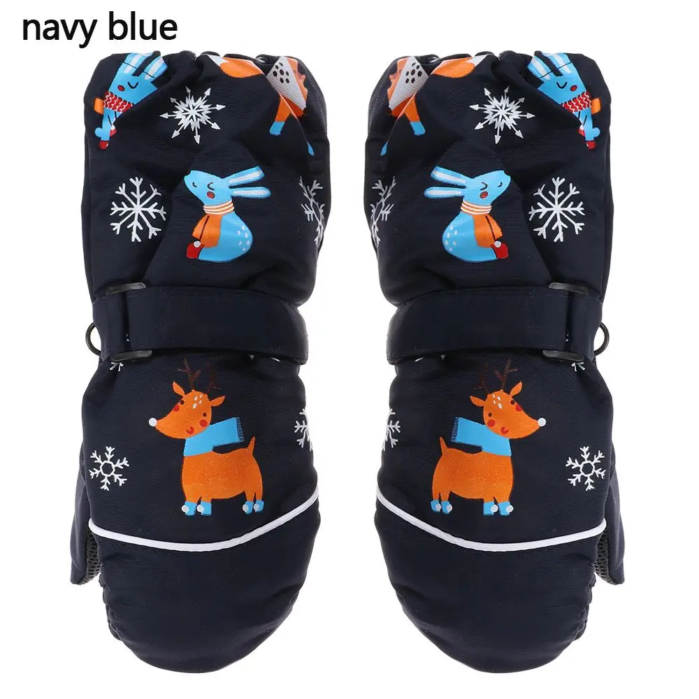 

Boys Girls Fashion Non-slip Waterproof Print Cartoon Ski Gloves Long-sleeved Mittens Thick Warm Windproof