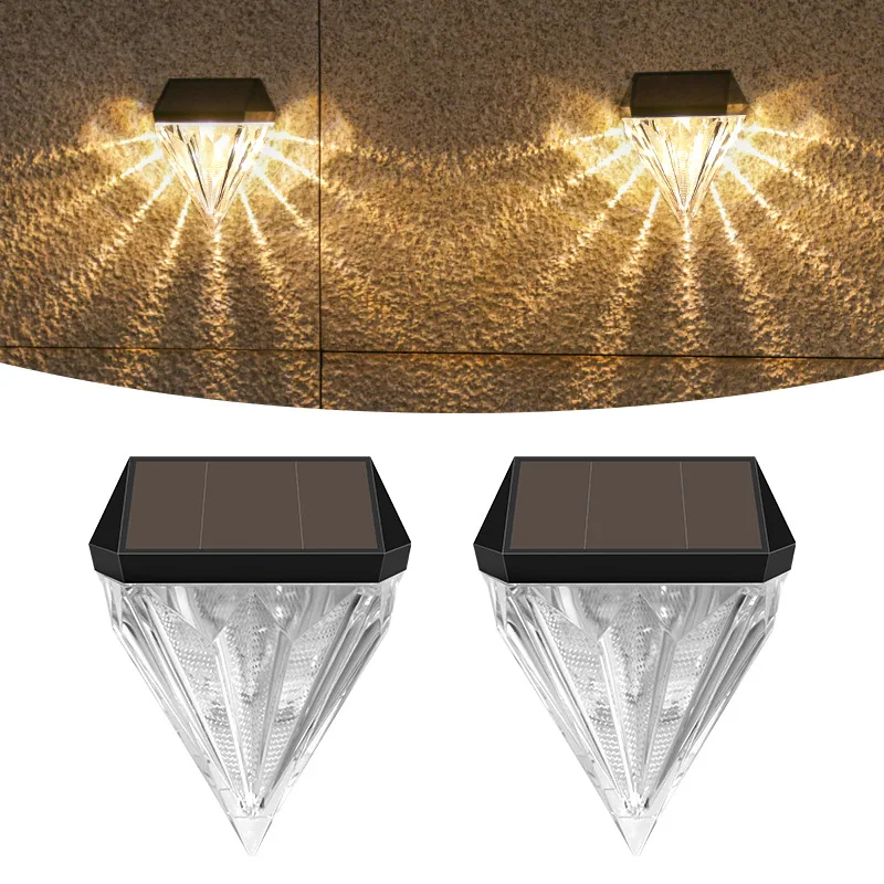 

Solar Diamond Fence Lights,Deck Lights Outdoor Waterproof Step Light Solar Powered for Garden Yard Patio,Wall Mount (Warm Light)