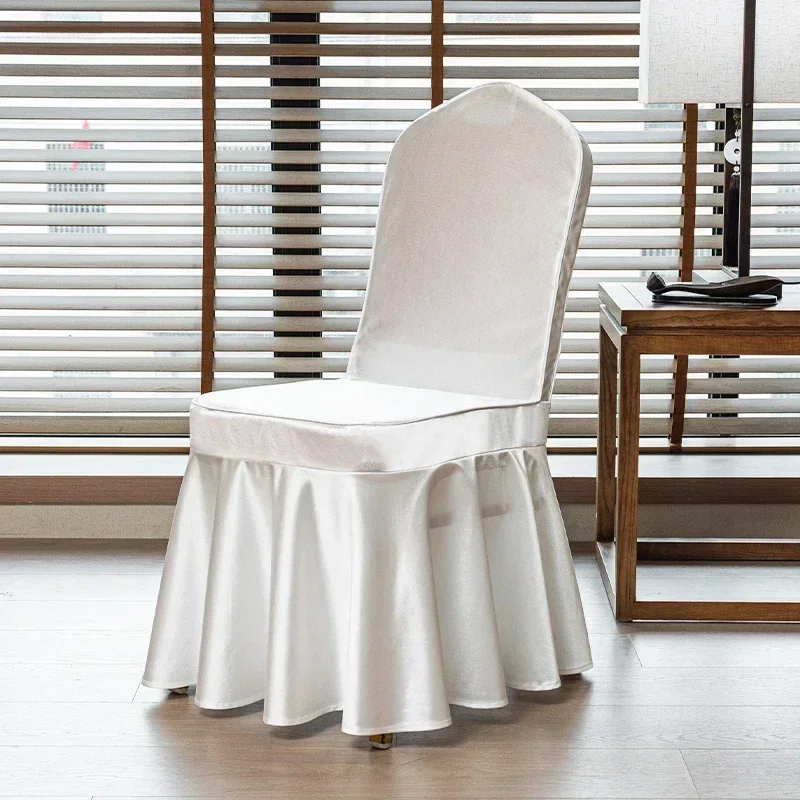 10/50pcs High-grade satin chair cover Wedding decoration Banquet event Hotel banquet Glossy chair cloth cover