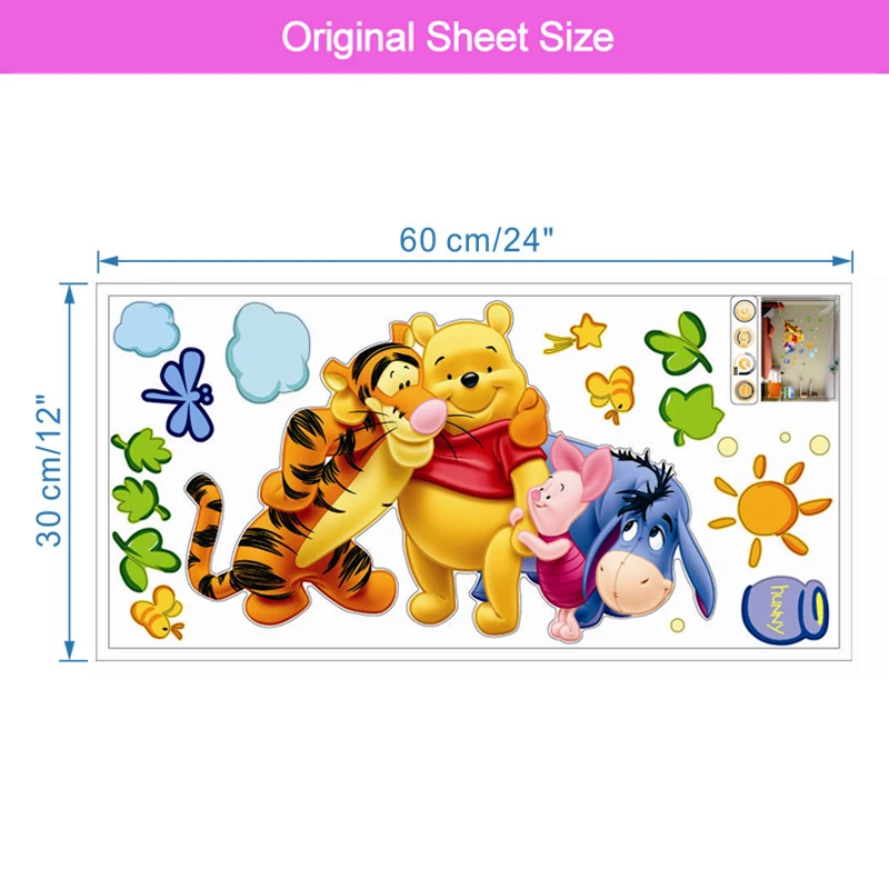 Winnie The Pooh With Friends Wall Stickers For Kids Room Home Decoration Cartoon Bear Pig Donkey Tiger animal Wall Mural Decal
