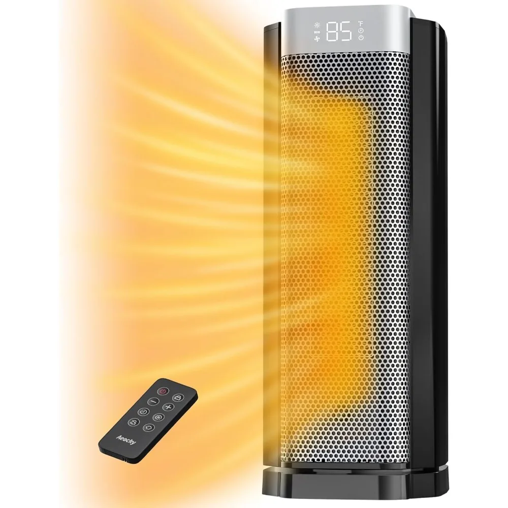 

Space Heater with AI Thermostat, 1500W PTC Electric Heaters for Indoor Use With Remote, 70° Oscillation, Utmost Silence