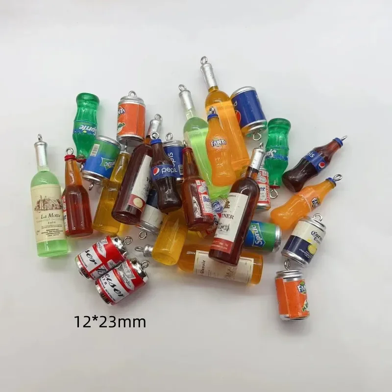 Colgante de resina con forma de mini botella de bebida, 10 piezas, fabricación de joyas DIY, pendientes, collares, accesorios de pulsera