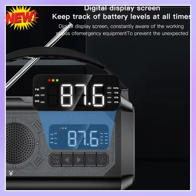 

T24C Solar Powered 12000Mah Hand Crank AM/FM/NOAA Radio With Emergency SOS Alarm And Reading Light For Camping, Dark Green