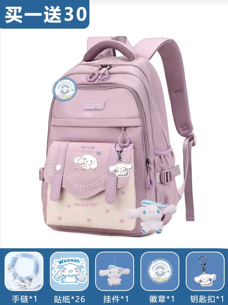 Sanrio Cinnamoroll Babycinnamoroll Bolsa de Escola de Grande Capacidade, Mochila de Grande Capacidade para Estudantes Masculinos e Femininos, Escola Secundária, Novo