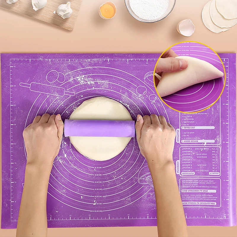 Silicone Pad Kneading Pad with Scale Meter Pastry Fondant Mat Kitchen Baking Special Silicone Mat 45x60CM