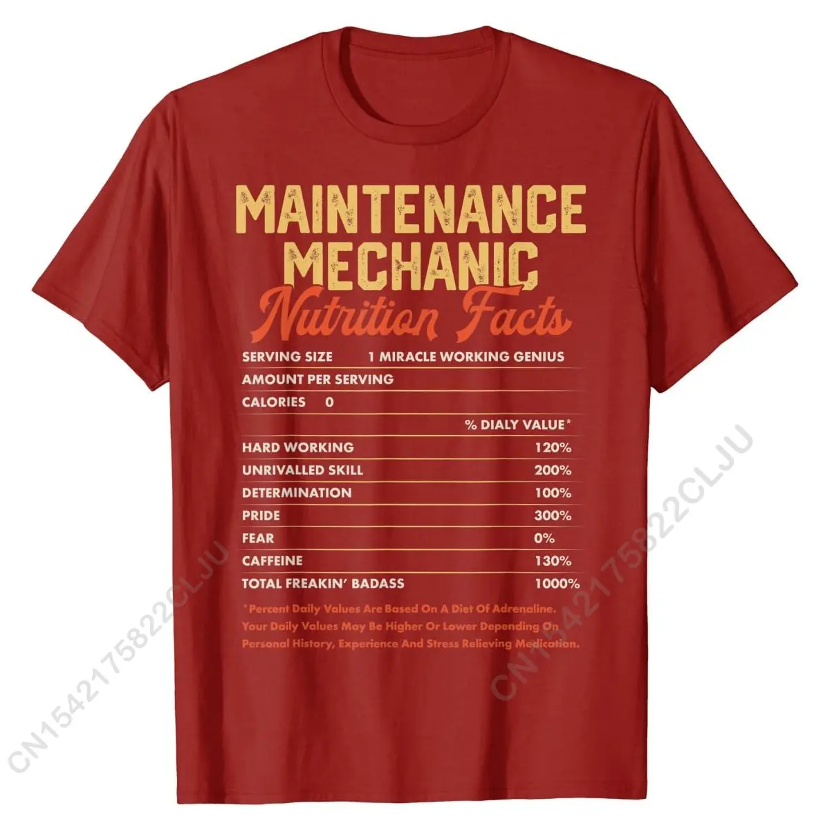 Maintenance Mechanic Nutrition Facts Funny Vintage Gifts Men T-Shirt Newest Mens Top T-shirts Cotton Tops & Tees Fitness Tight