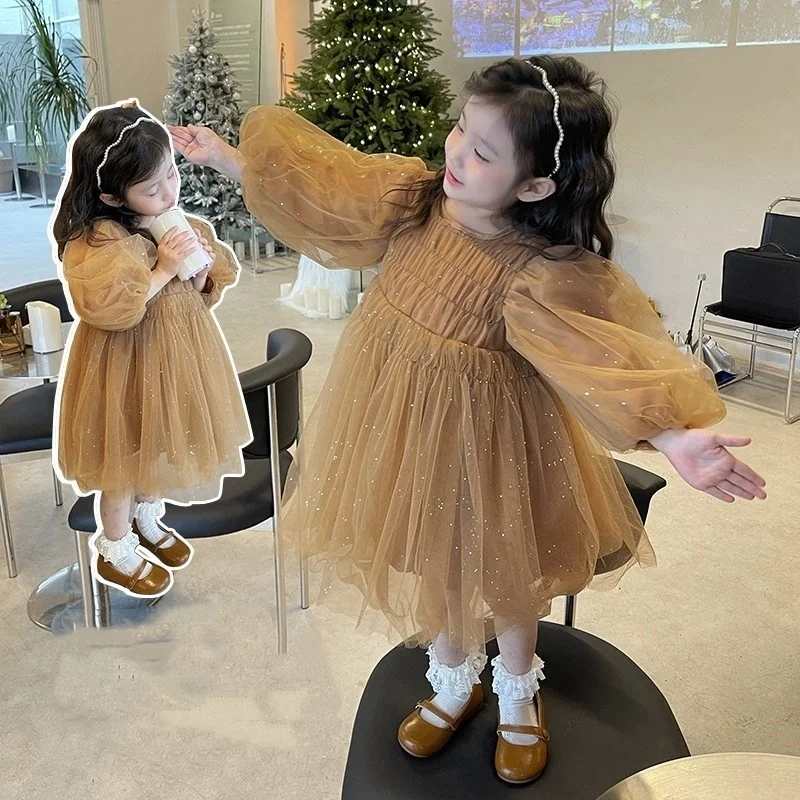 

Korean Children's Clothing Girls Spring Dress 2026 New Splicing Mesh Tutu Skirt Foreign Style Baby Princess Dress Fashion