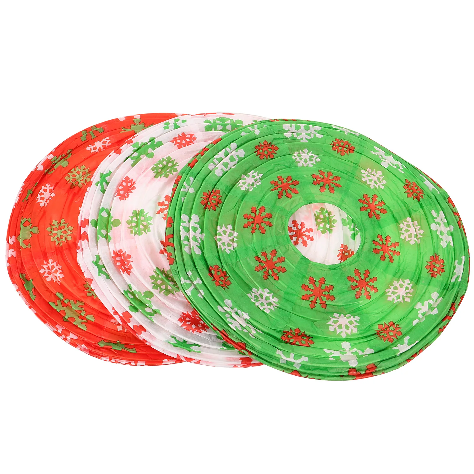 

3 Pcs Snowflake Paper Lantern Christmas Decor Red White Green Hanging Festival Lanterns for Party Decoration Round