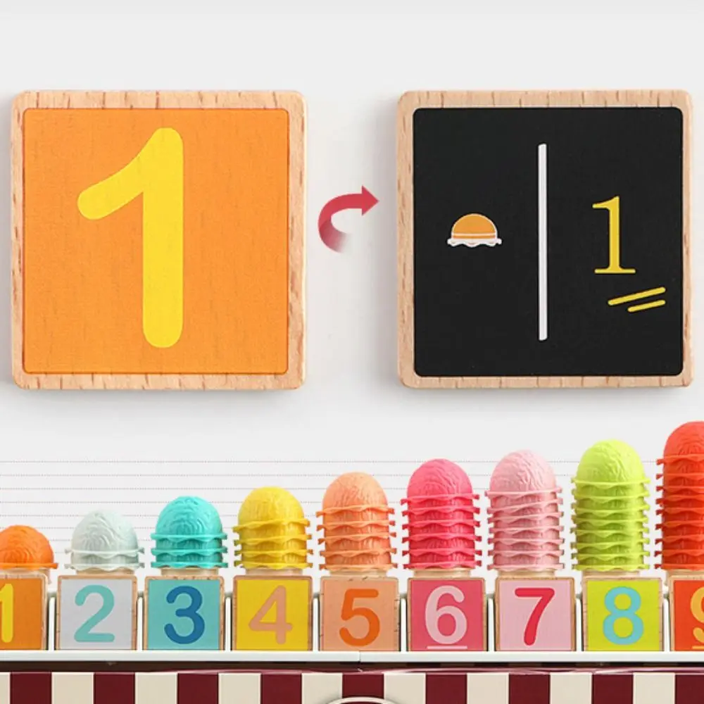 Ensemble de jeu de crème glacée en plastique pour enfants, maison de jeu en forme de couleur, jouet alimentaire, reconnaissance Montessori, jouet d'apprentissage des mathématiques