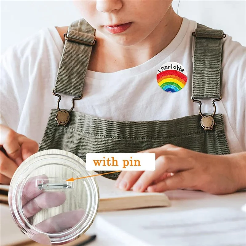 3 Inch Acrylic Button Pins Clear Plastic Button Badges Pin Craft Button with Pin Blank Pins Photo Buttons Pin, 25 Pack