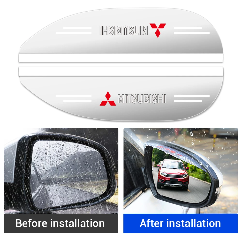 Car Side Rear Viewmirror Rain Eyebrow Visor Sticker Accessories For Mitsubishi Ralliart Lancer EX Outlander 3 Xl l200 Cross