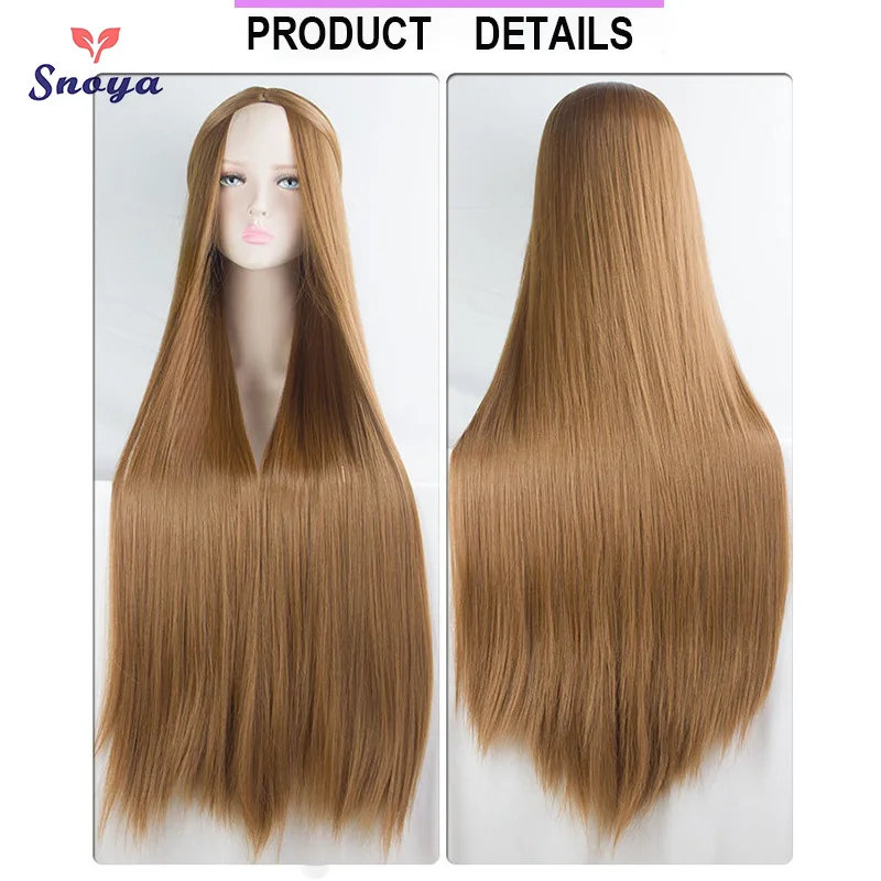 Peluca sintética Snoya de 100cm para Cosplay de Lolita, pelo azul, rojo, rosa, morado y verde para fiesta de Cosplay, pelucas largas y rectas para mujer