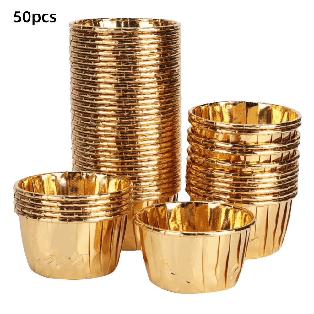 Multipurpose Double-Sided Curled Cake Cups Heat Resistant Non-stick Baking Cups Round Aluminum Cupcake Cups Pastry Cake Muffin