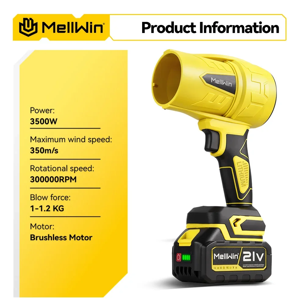 MELLWIN 300000RPM Bürstenloser Elektrischer Turbo-Jet-Lüfter Handgehaltener Laubbläser Staubreiniger für Makita 18V Akku – Detail 4