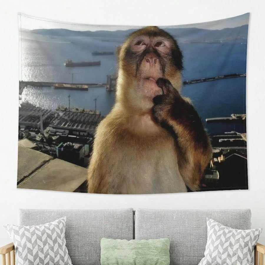 1 Stück Viraler Affen-Meme Wandteppich Polyester 2D-Druck Wandkunst für Schlafzimmer Wohnzimmer Trendige Meme-Deko Cooles Geschenk
