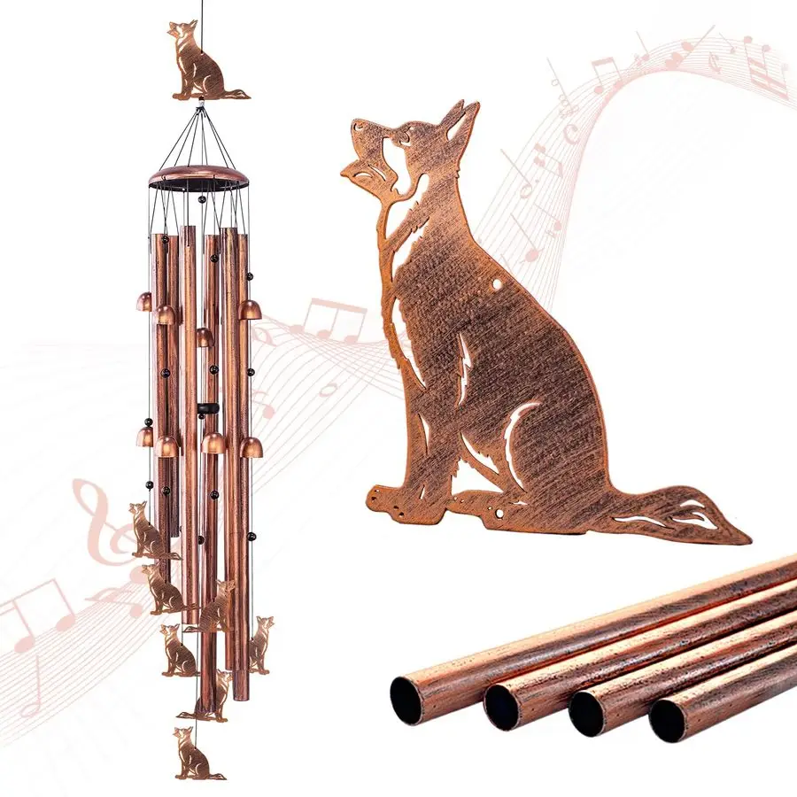 

Большие 55-дюймовые металлические ветряные колокольчики с изображением немецкой овчарки для улицы, подарки для любителей собак, для женщин и мужчин, памятные подарки, подарки на день рождения.