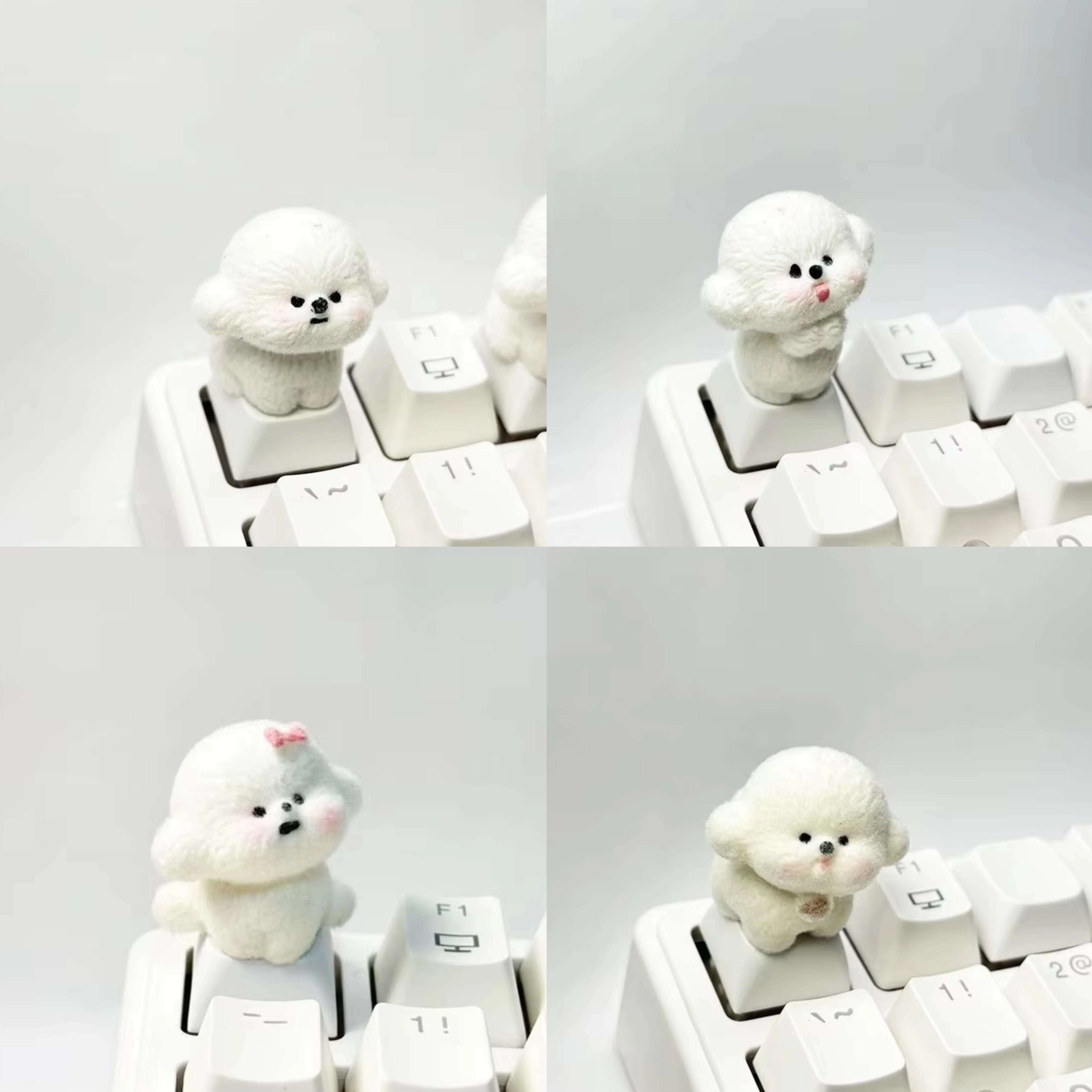 Plush dog keycaps D I Y handmade custom R4 cross axis mechanical keyboard personalized creative cute keycaps