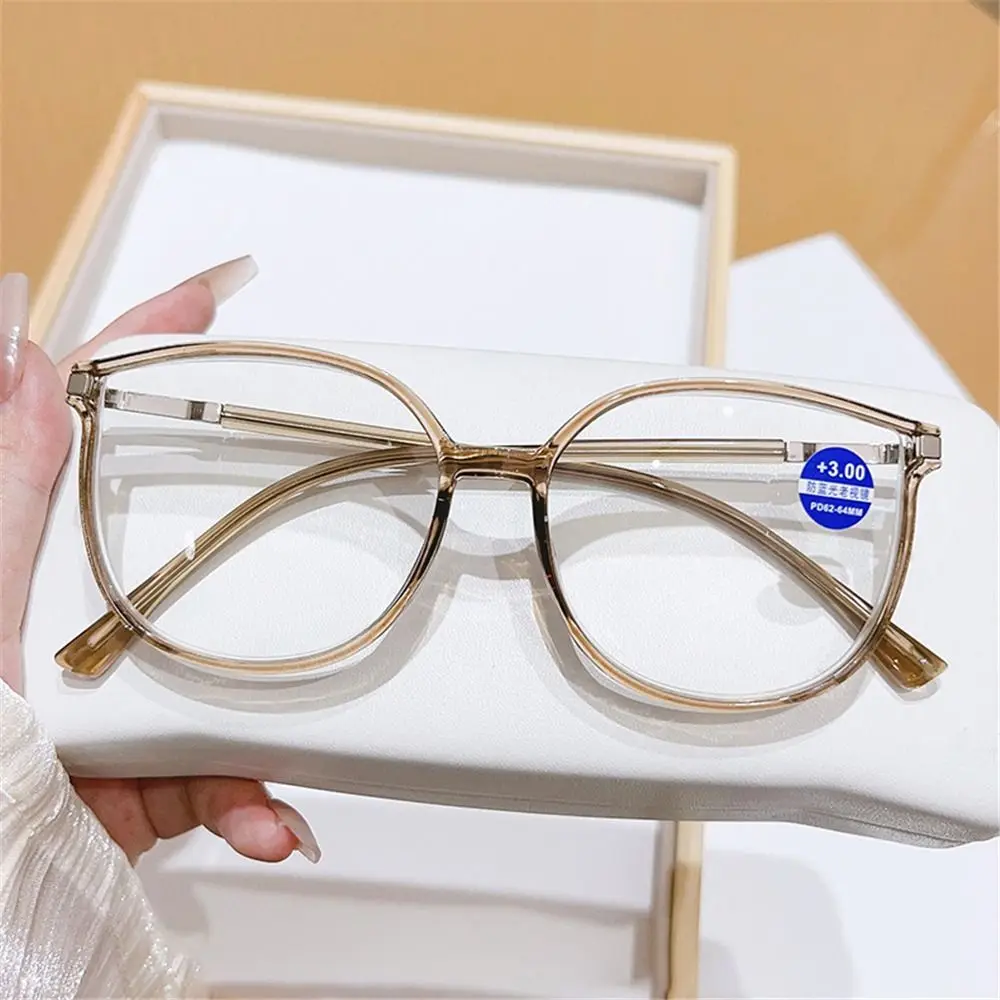 Women Reading Glasses Oversized Frame Bling Diamonds Anti-blue Light Readers Metal Frame Presbyopia Men Eyeglasses +100 to +400