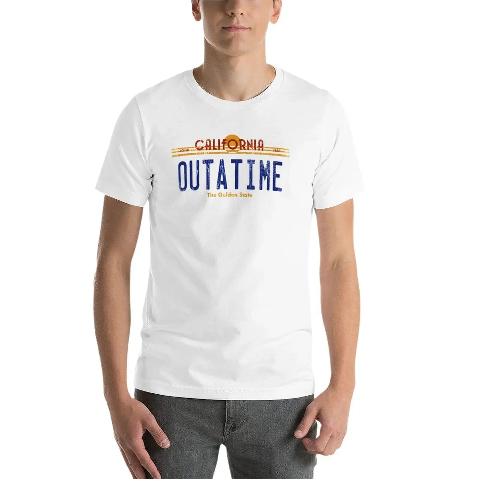 Outatime-Camiseta holgada de algodón para hombre, camisa de anime, Blanca