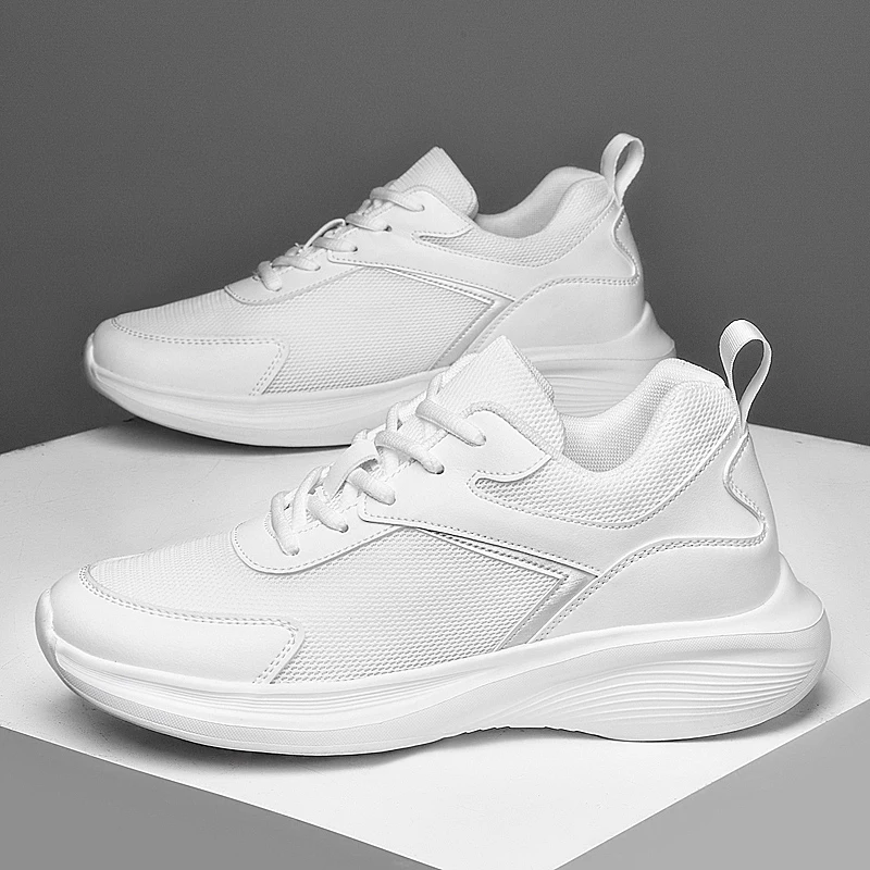 Men Fashion Height Increasing Sneakers Breathable Mesh  Height Increase Shoes Microfiber Sole Comfortable Outdoor Walking Shoes