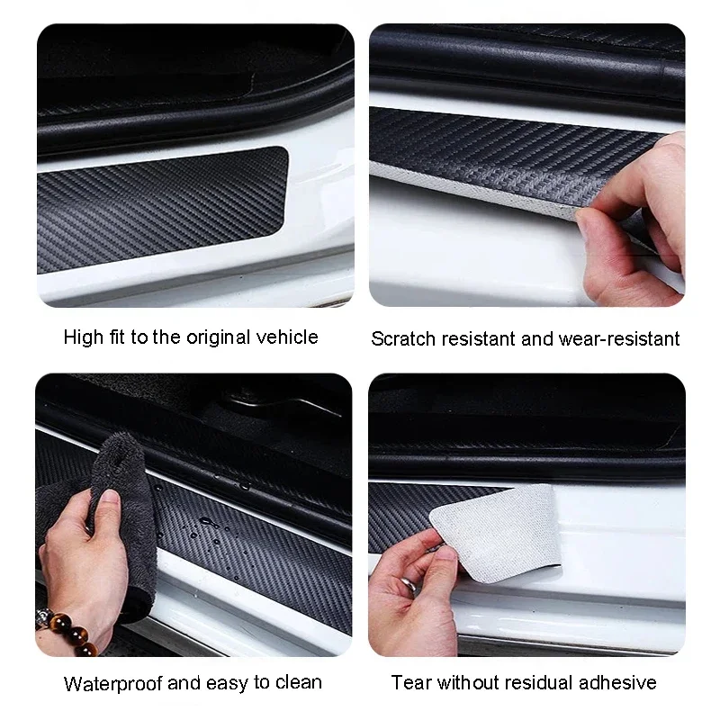 1/4/5Pcs Car By Sill Scuff Plate Decor Carbon Fiber Stickers For Volkswagen VW Golf Polo Tiguan Passat Touareg Magotan Touran