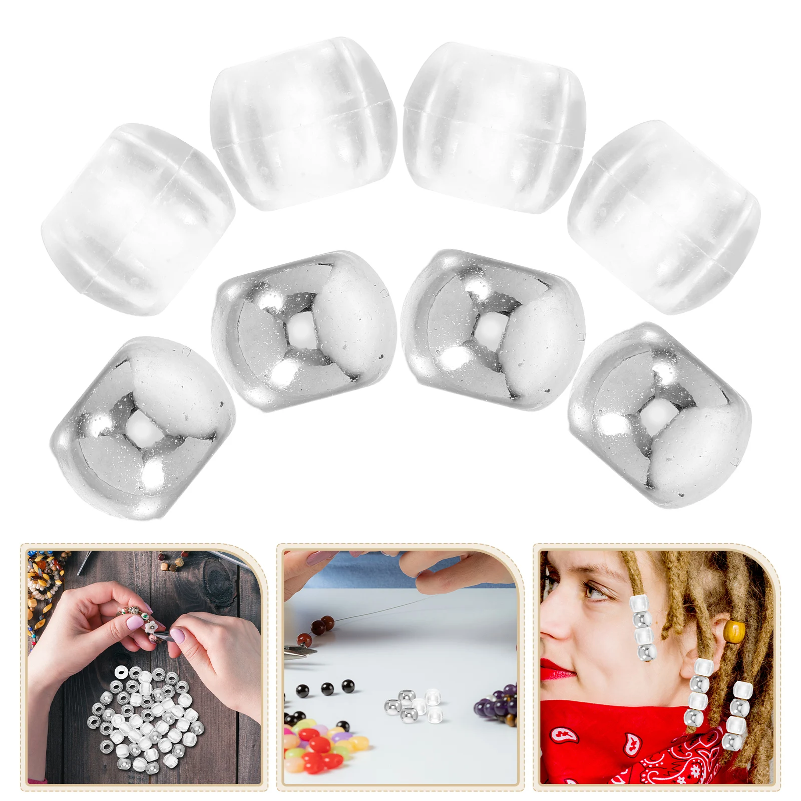 

50 Pcs Transparent Beads Braid Hair Necklace Plastic for Bracelets Making Child