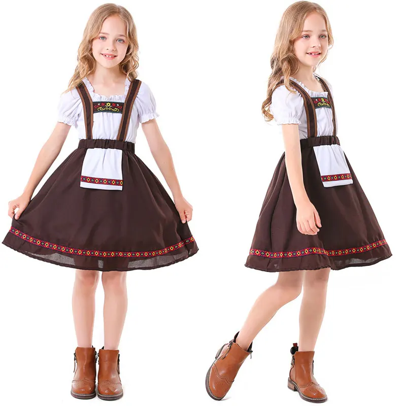 

100-150cm Oktoberfest Costume for Girls Kids Cosplay German Bavarian Traditional Dress Oktoberfest Beer Maid Wench Girl Dress Up