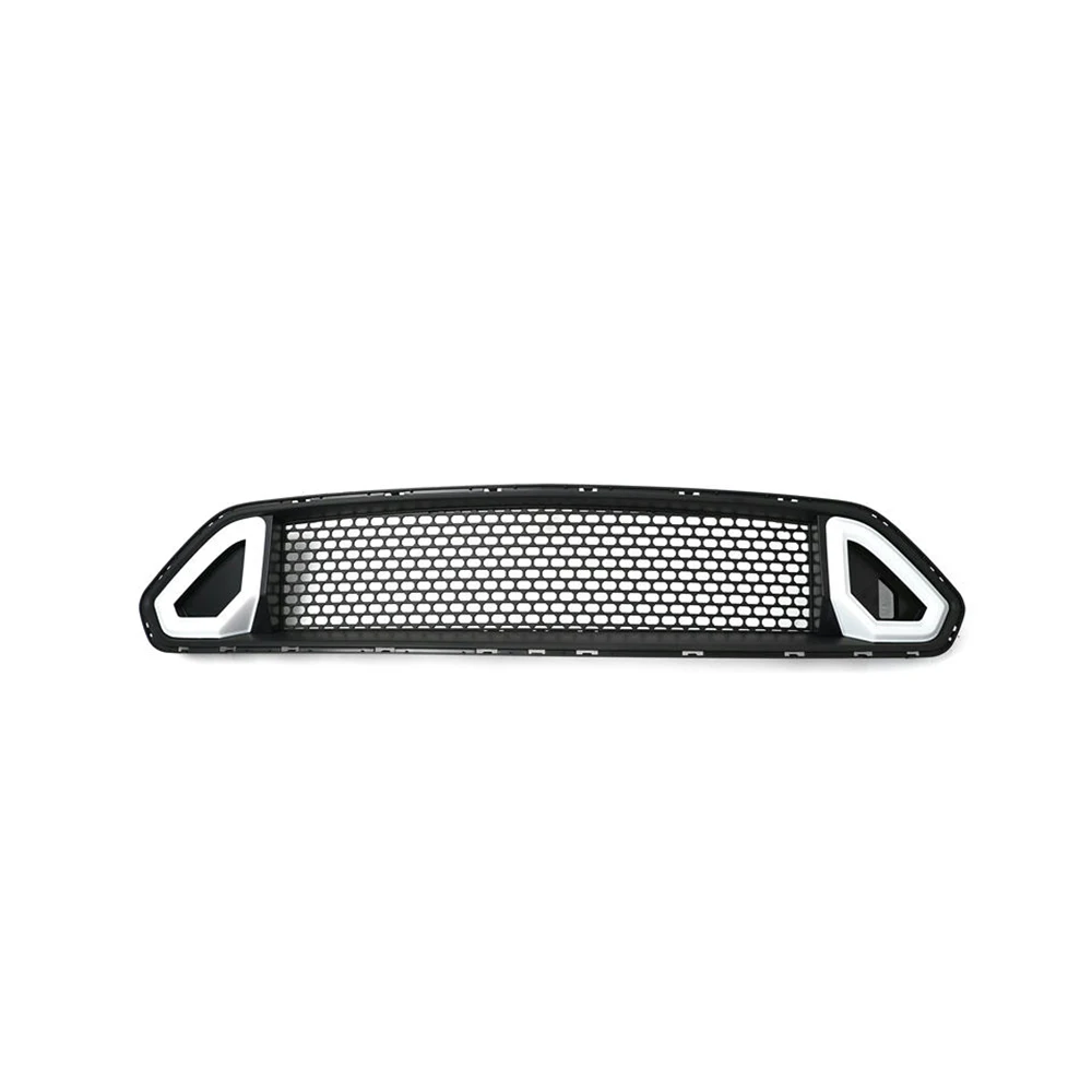 ABS Rock Style Racing Grills Front Grille For Ford Mustang 2018-2022 Car Upper Bumper Hood Radiator Mesh Grid With LED Light