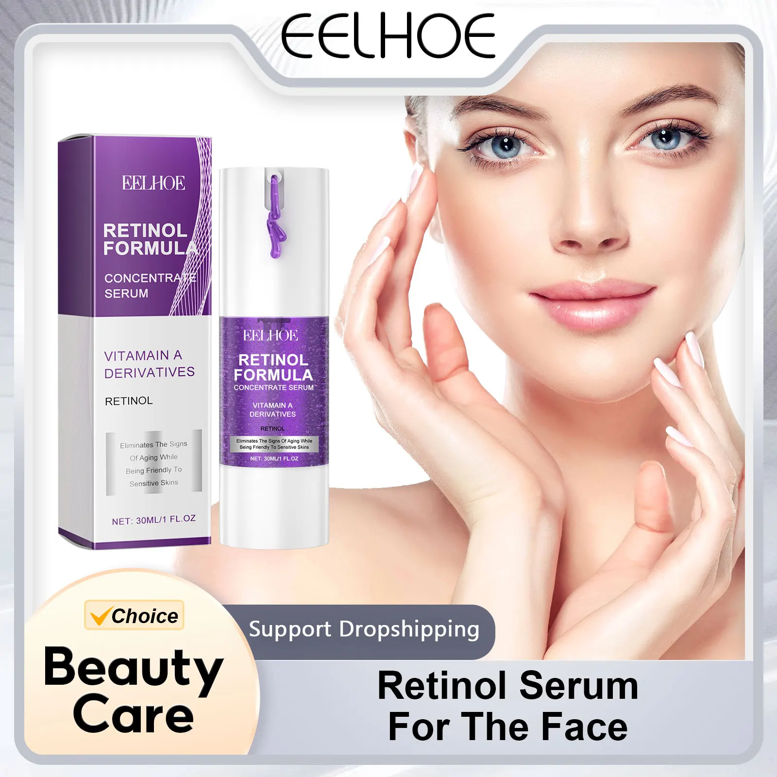 EELHOE Retinol Serum voor het gezicht Moisturizer Nicotinamide Lifting en verstevigende gezichtsverzachtende gezichtsessentie van hyaluronzuur