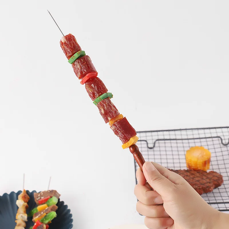 Skewer for Barbecue with Wooden Handle Set Gift Skewers  Kebabs  Bbq Grill Outdoor Barbeque Accessories