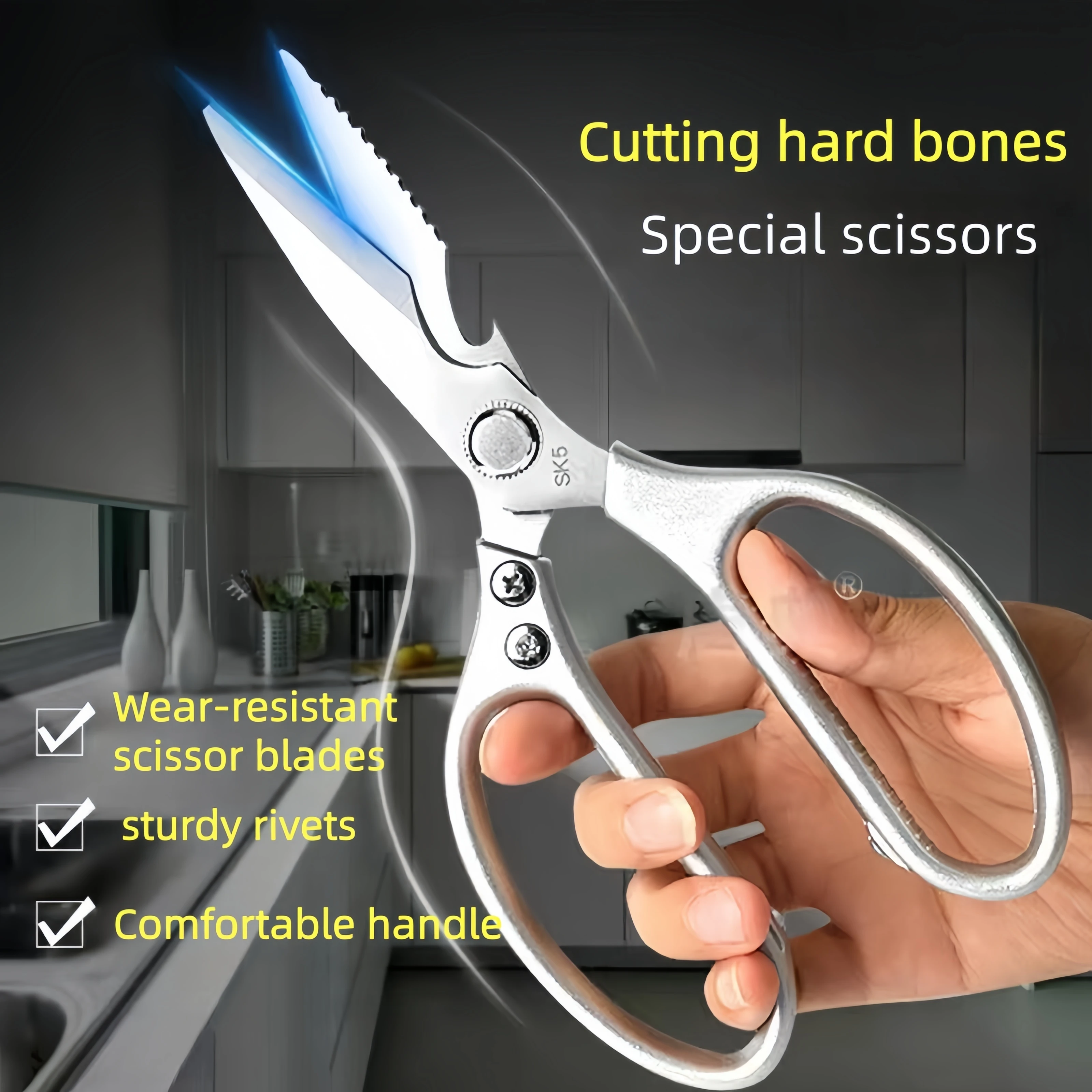 Multi-Purpose Sharp Stainless Steel Scissors for Home Use Versatile Household clippers