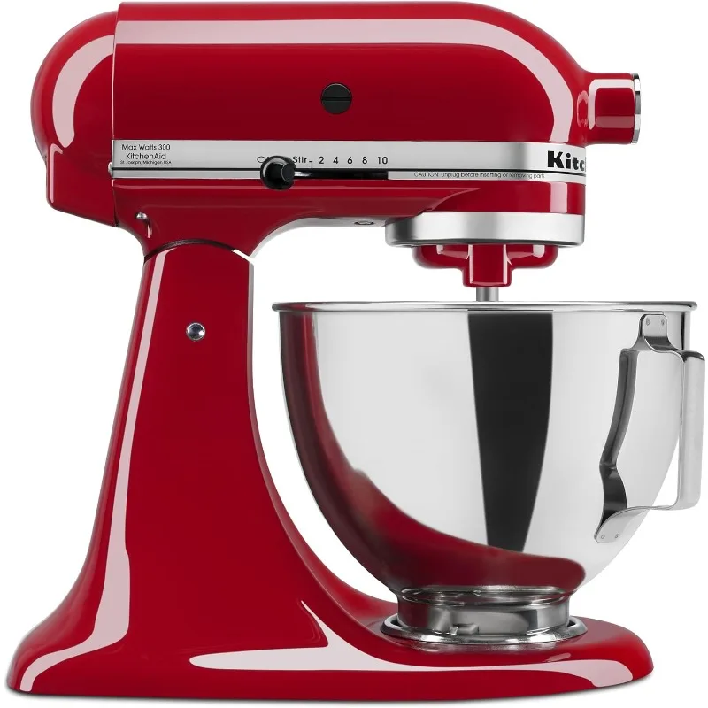 Mixer berdiri 4.5 Quart, 300 Watt,10 kecepatan kontrol geser, gaya Mixer kepala miring, merah kekaisaran