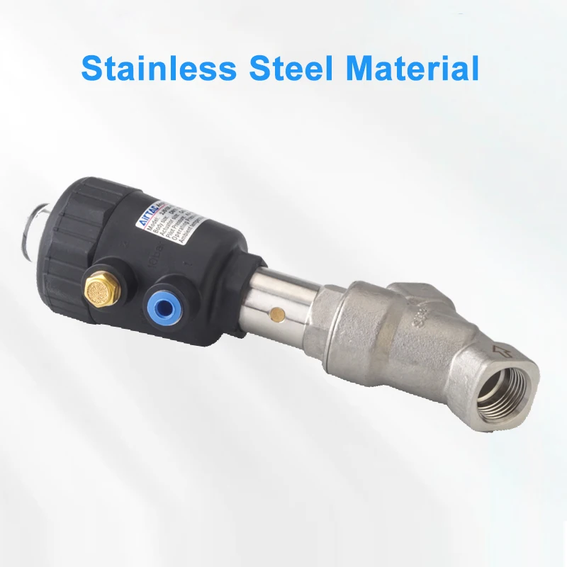 AirTAC 2JS Series Pneumatic Angle Seat Valve 2/2 Way Air Piloted Stainless Steel Fluid Control Valve Normally Open/Closed