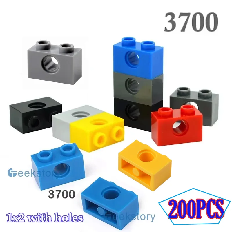 

200PCS 3700 Assembling MOC Building Blocks Bulks 1x2 With 1 Hole Educational DIY Toys Small Particle Bricks Accessories Gifts