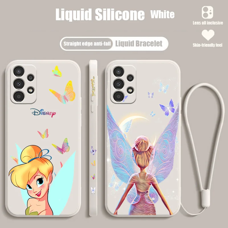 NEW Tinkerbell For Samsung A73 A72 A54 A53 A52 A42 A34 A33 A32 A23 A22 A14 A13 A12 Liquid Left Rope Phone Case