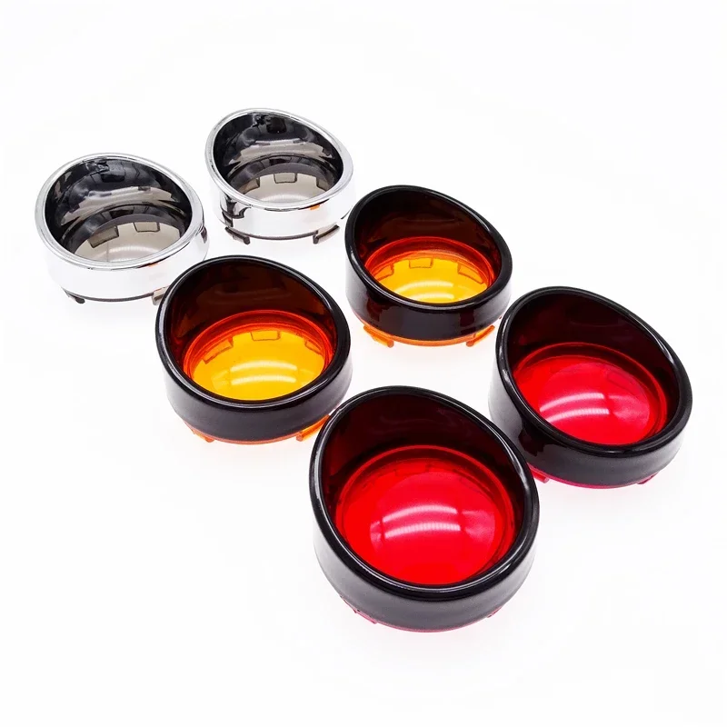 Motorcycle Turn Signal Light Bezels With Smoke/Red/Amber Lens Cover For Harley Dyna Softail Sportster FLHX Street Glide