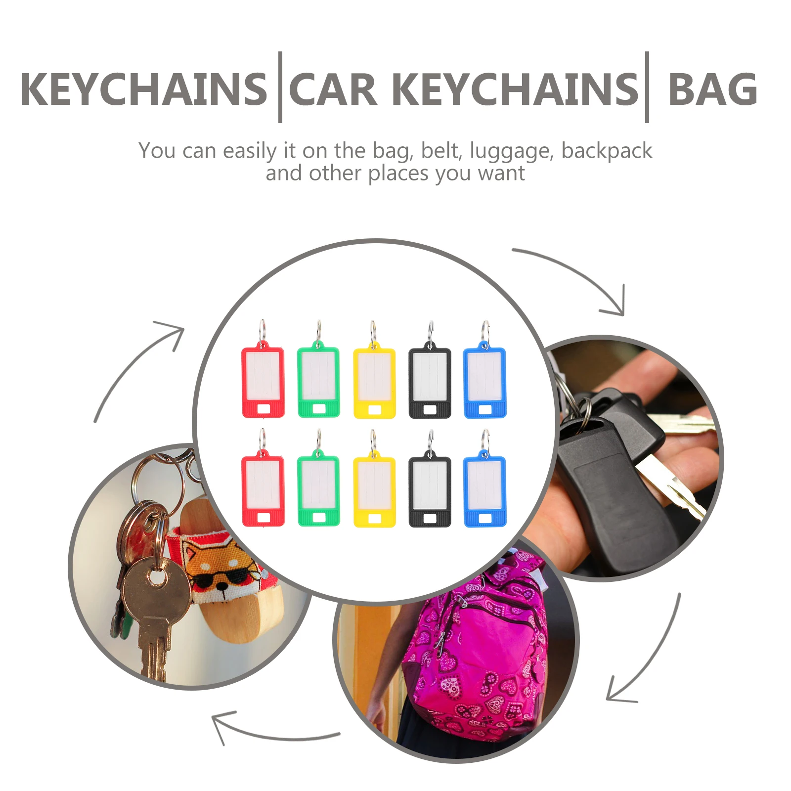 

50pcs Key Tags Colorful Plastic with Ring for Luggage ID Labels Blank Keychains Suitable Hotels Real Agents