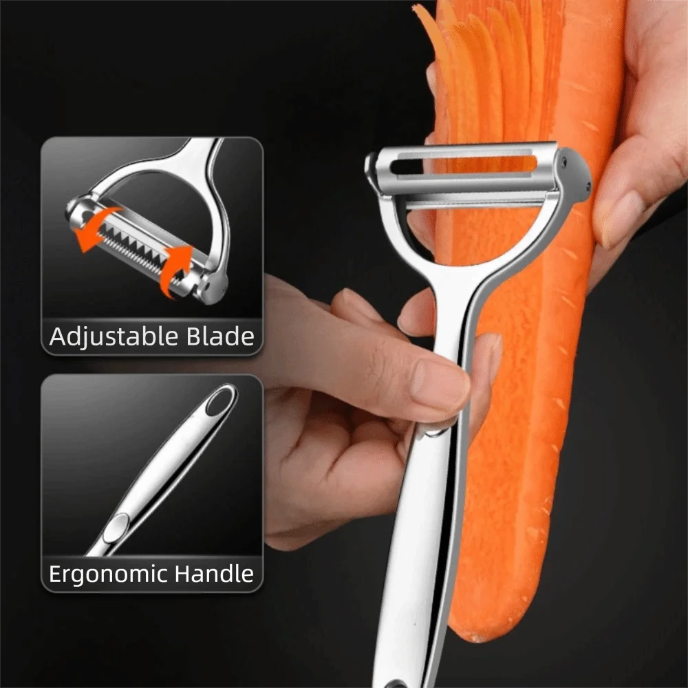 2 in 1 Vegetable and Fruit Peeler Stainless Steel Ergonomic Handle Kitchen Planer Zinc Alloy Household Vegetable Grater Tomatoes