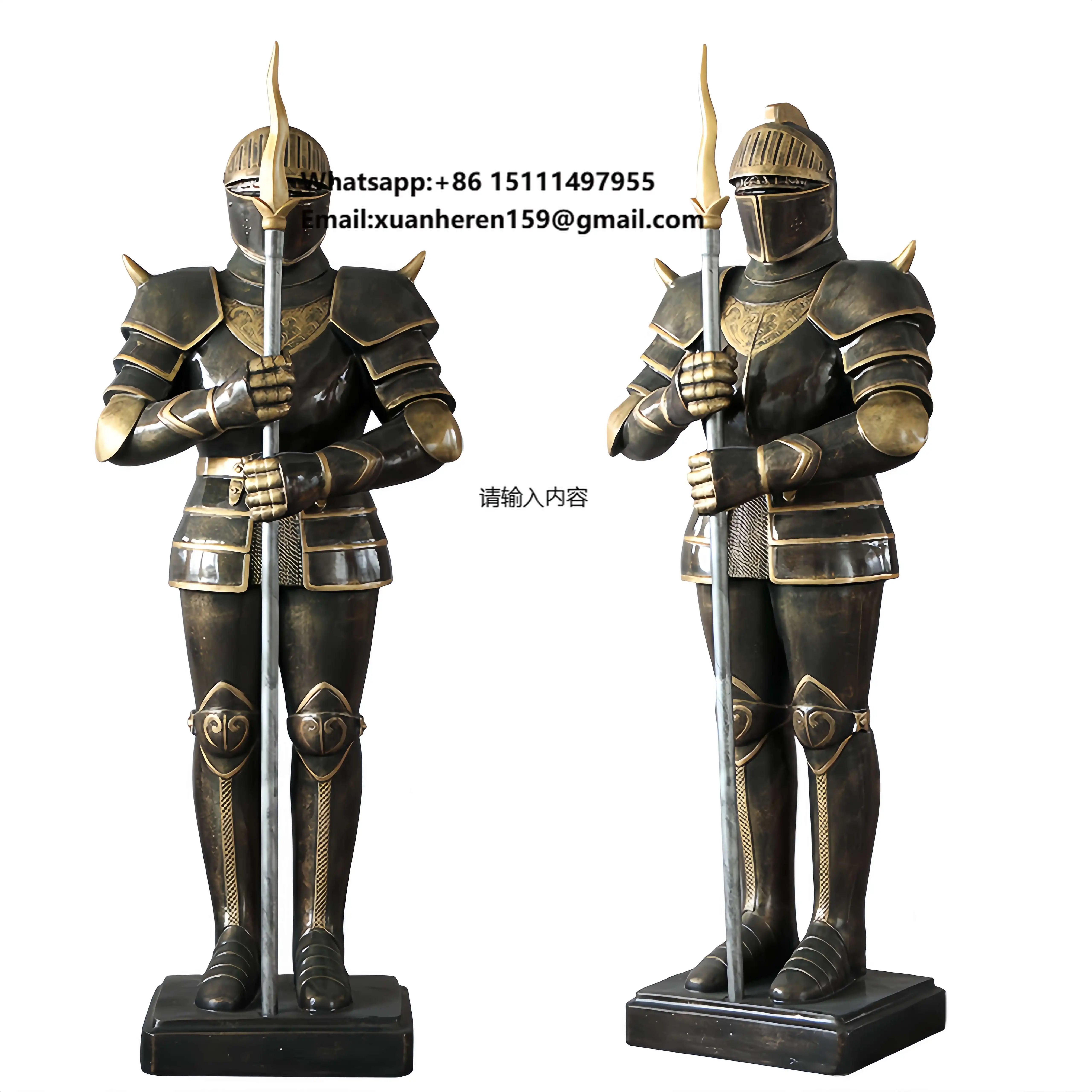 Custom-Designed FRP Carved Figurine Sculpture Realistic Medieval Warriors Knights Home Decor Outdoor Display Engraving