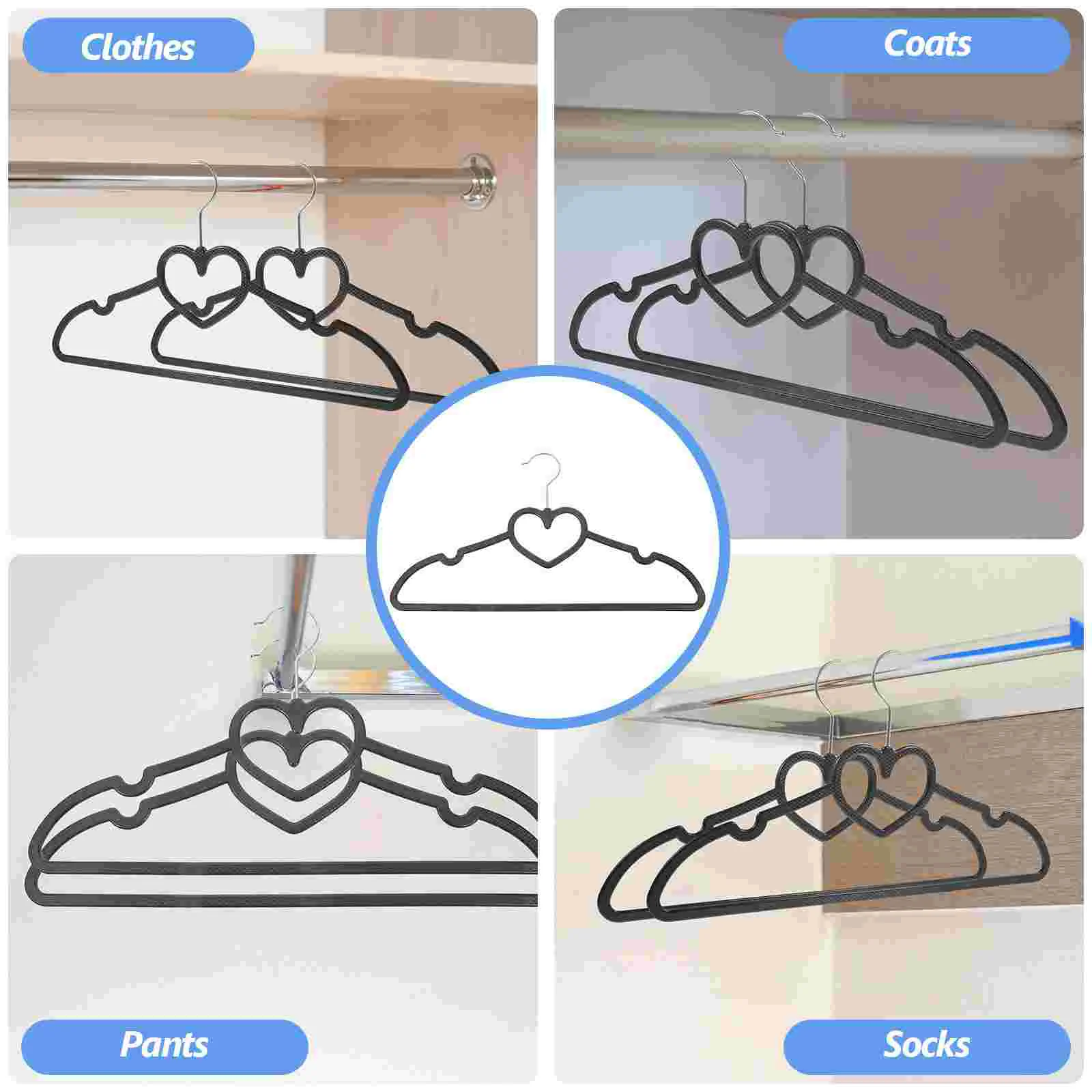 10 Pcs Heart Shaped Clothes Drying Rack Coat Hangers Heavy Duty Non Slip Cloths Youth Jean for Closet