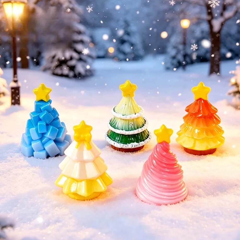 5‑30Pcs Mini Resin Christmas Tree Figurines,Colorful Desktop Ornaments for Micro Landscape,Xmas Eve Party Home Decor Gift
