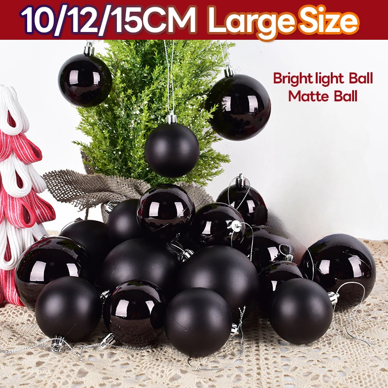 6-15cm Christmas Ball for Tree Black Light Matte Christmas Spheres Pendant Party New Year Large Size Decoration Supplie 2025 New