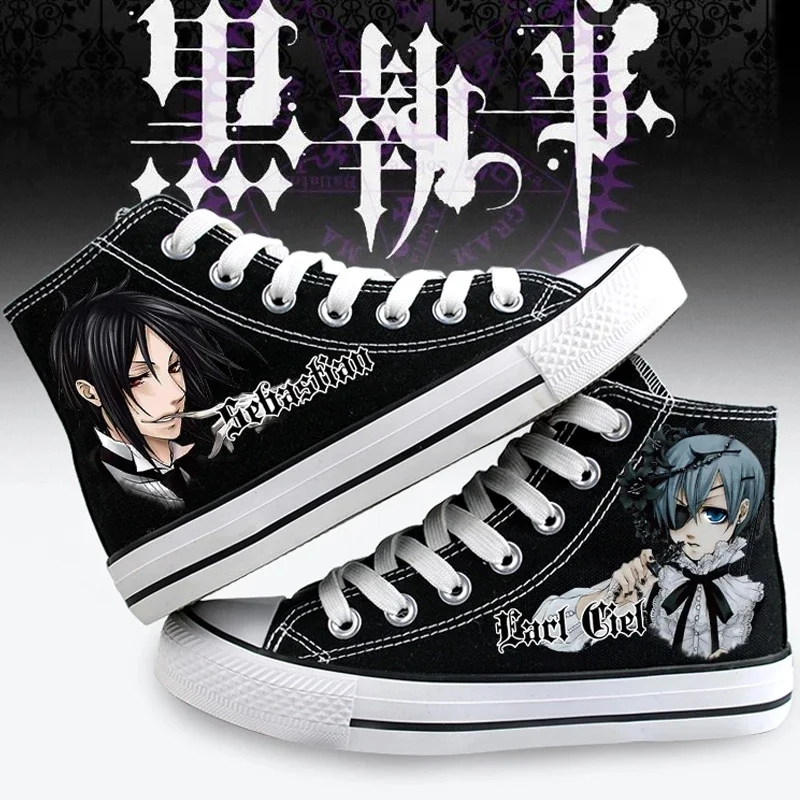 Black Butler Anime Cartoon Cosplay Chaussures en toile pour hommes et femmes, Casual, Confortable, High Help, Étudiants, Mode